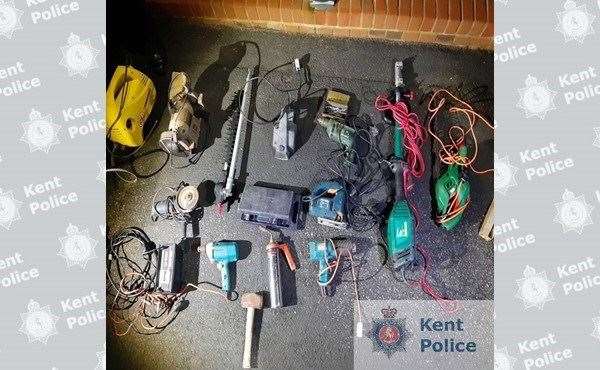 The power tools found by patrols. Picture: Kent Police