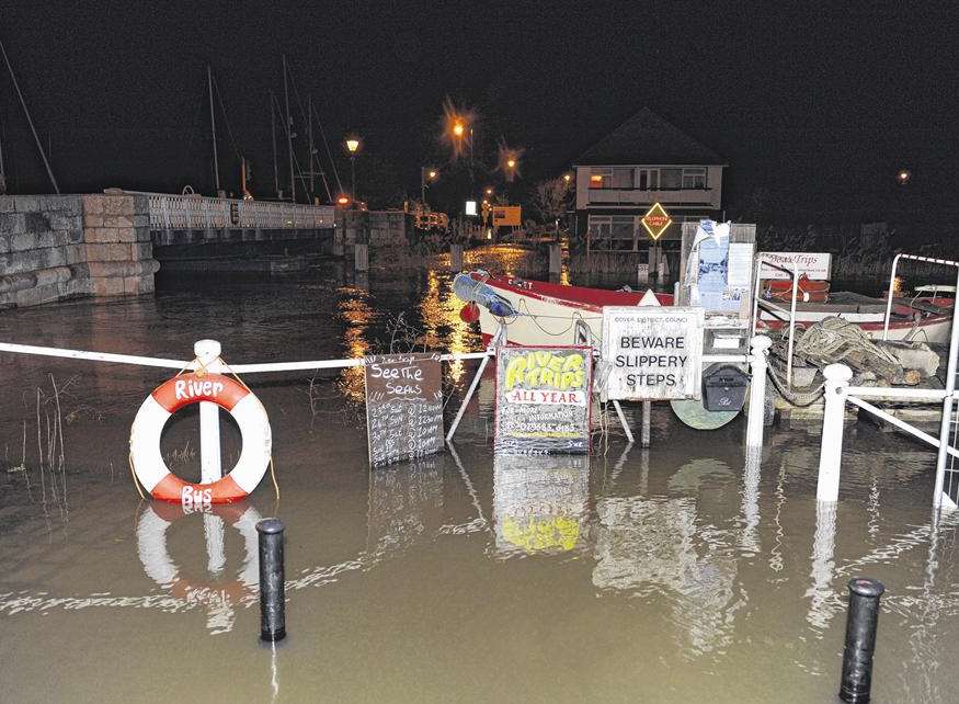 Flooding in Sandwich at the height of the surge in December 2013. Picture: Tony Flashman