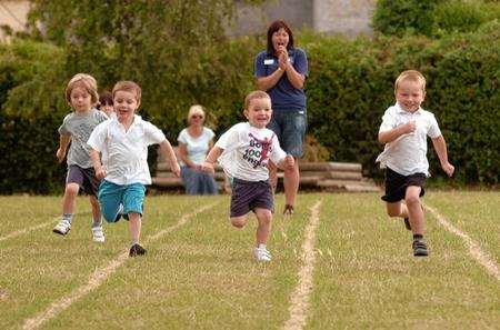 Children ejoying races on sports day