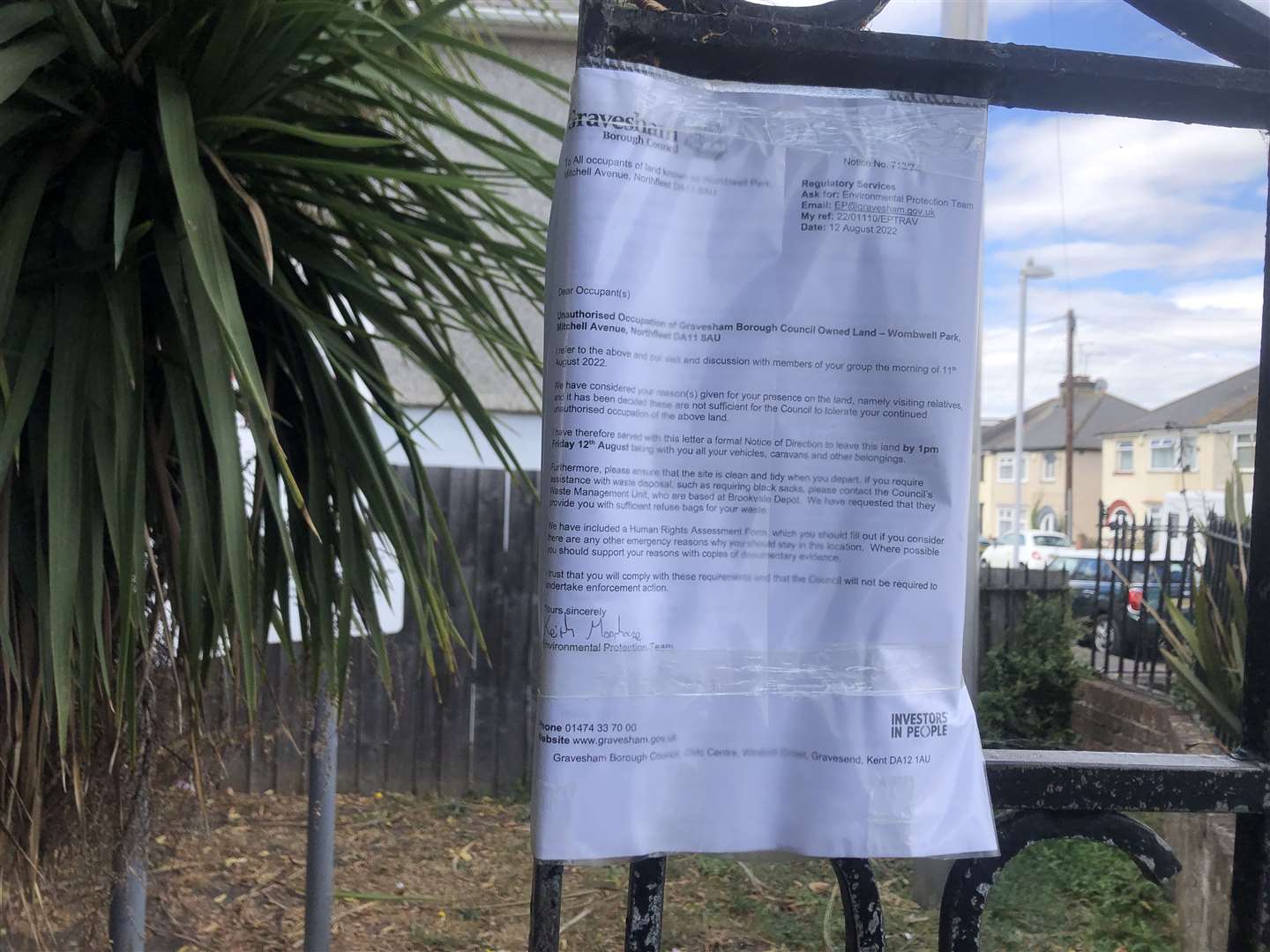 The eviction notice on the park gates