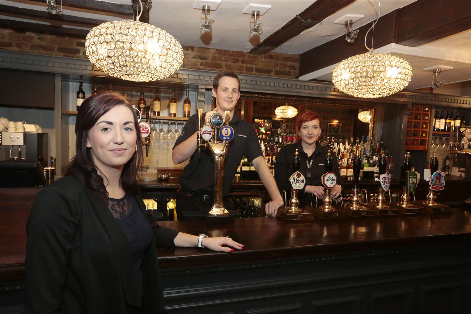 Manager Emma Thorley, Jessica Bird and Tom Harding at the Druid's Arms in Maidstone after its refit