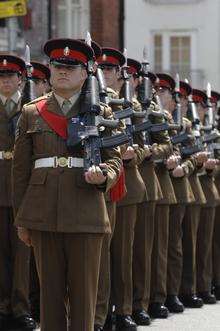 The Princess of Wales Royal Regiment march through Tonbridge
