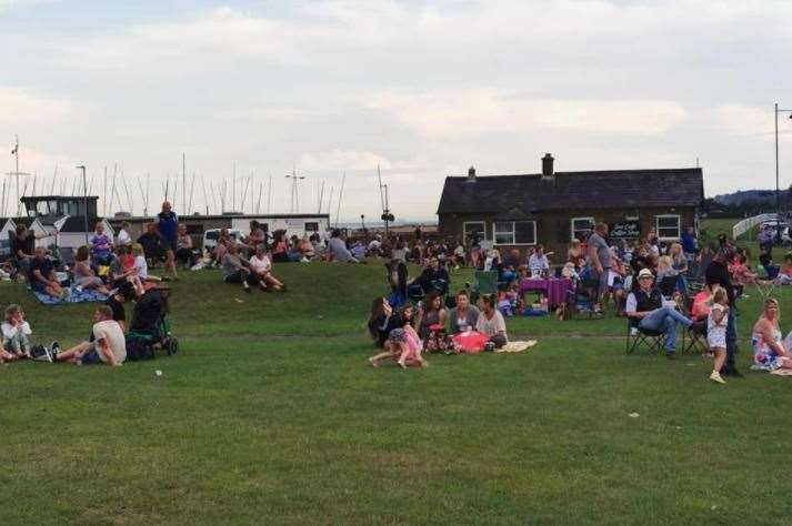 The crowds stretched back as far as the Sea Cafe for the Party on The Green. Picture John Trickey