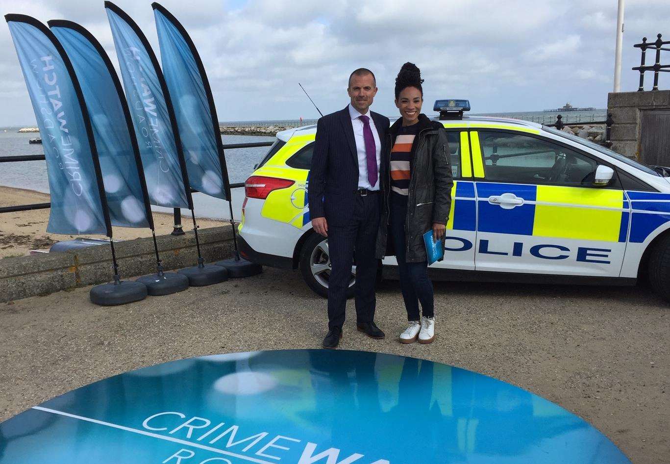 Marc Cananur with Michelle Ackerley on Crimewatch Roadshow