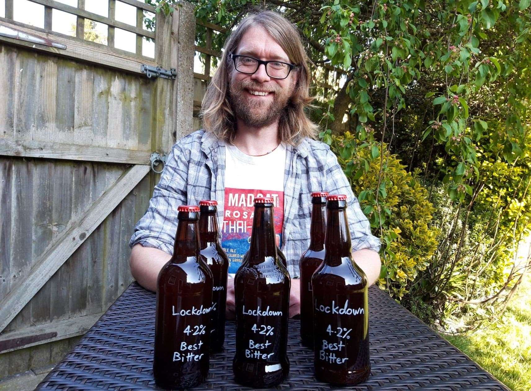 Ben Martin of Mad Cat Brewery with his lockdown home brew