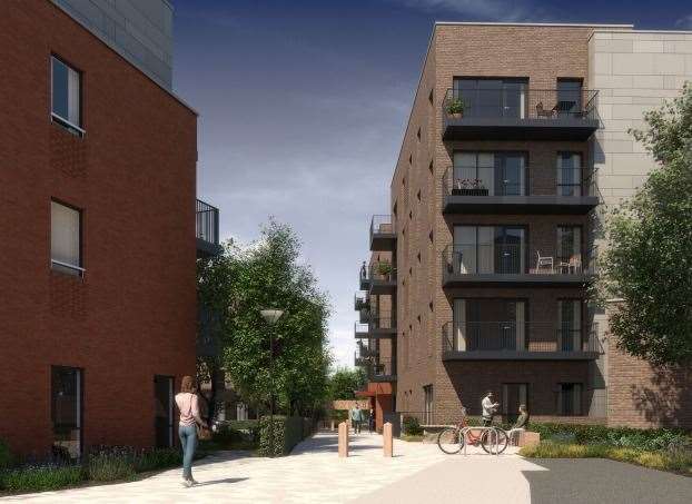 An artist's impression of flats in Phase 5 of the Copperhouse Green project. Images from Bellway