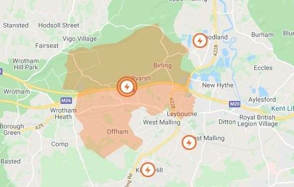 The power cut is affecting hundreds of homes in six postcode areas. Picture: UK Power Networks