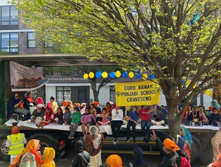 Thousands of people gathered at the Gravesend Gurdwara for a celebratory parade marking the Sikh festival of Vaisakhi which has returned after two years. Photo: Andy Singh