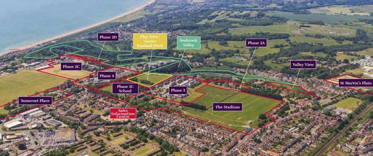 An original map showing the various portions of the Shorncliffe Heights housing development on former MOD land in Folkestone. Picture: Taylor Wimpey