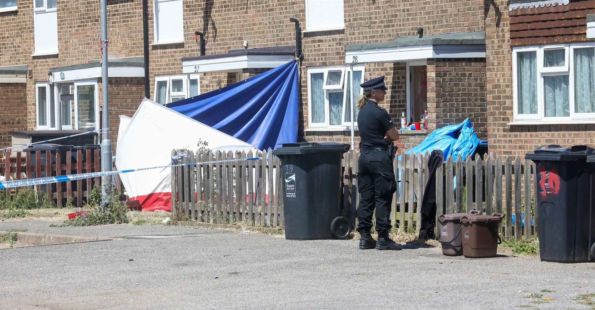Police at the scene of the alleged murder in Elfrida Close, Margate. Picture: UKNIP