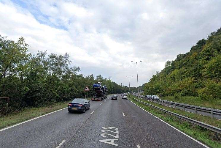 The driver was pulled over on the A229 Blue Bell Hill near Maidstone. Picture: Google