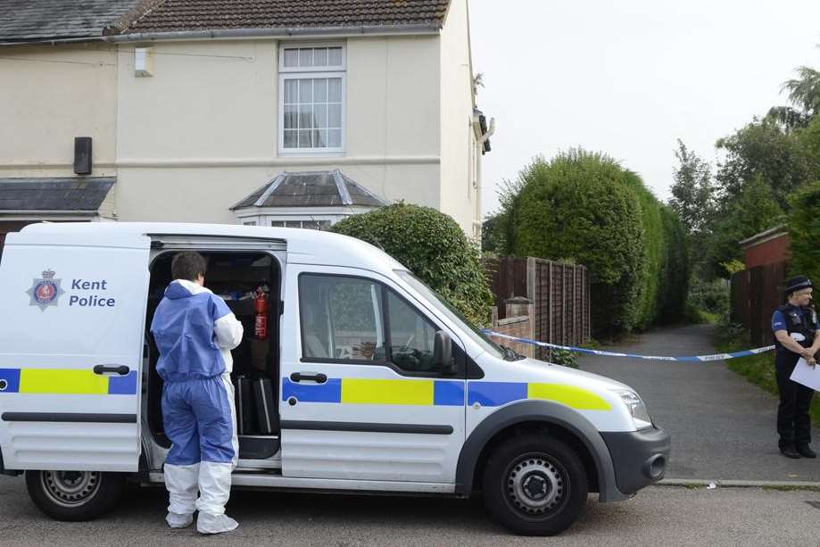 Forensics officers at the scene of a suspected sex attack in Willesborough. Picture: Gary Browne