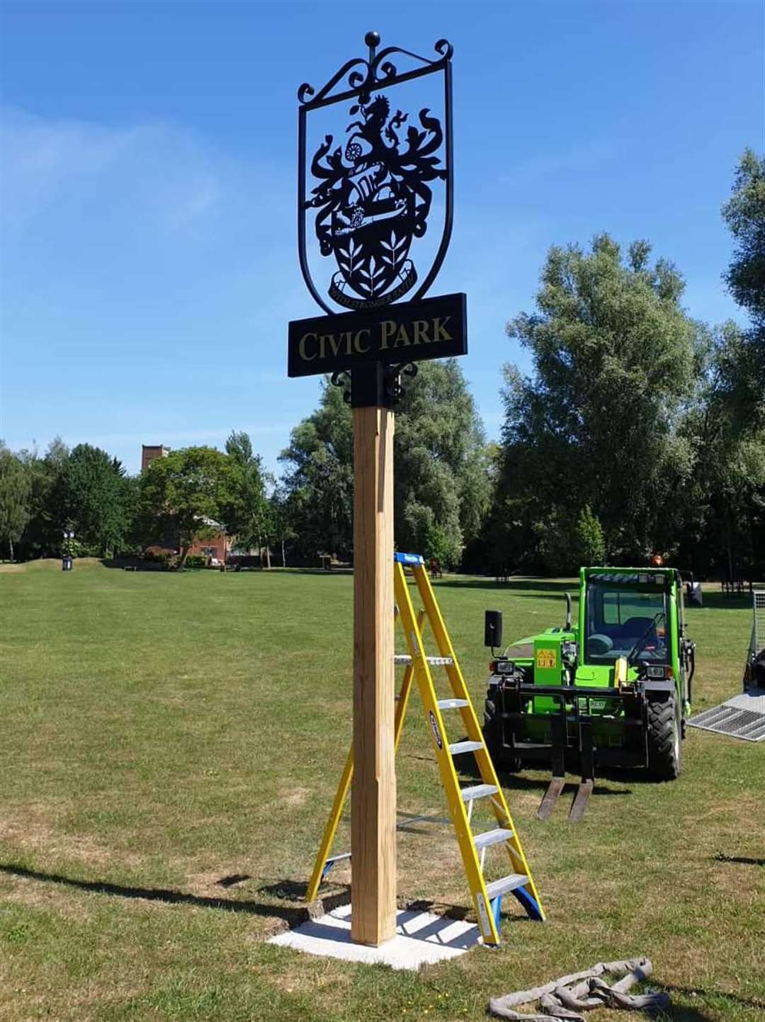 The Civic Park sign by Ashford Borough Council's base in Tannery Lane. Picture: Aspire Landscape Management