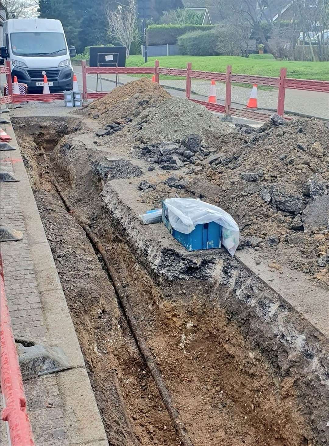 The road is being dug up by UK Power Network. Photo credit: Severine Ashby