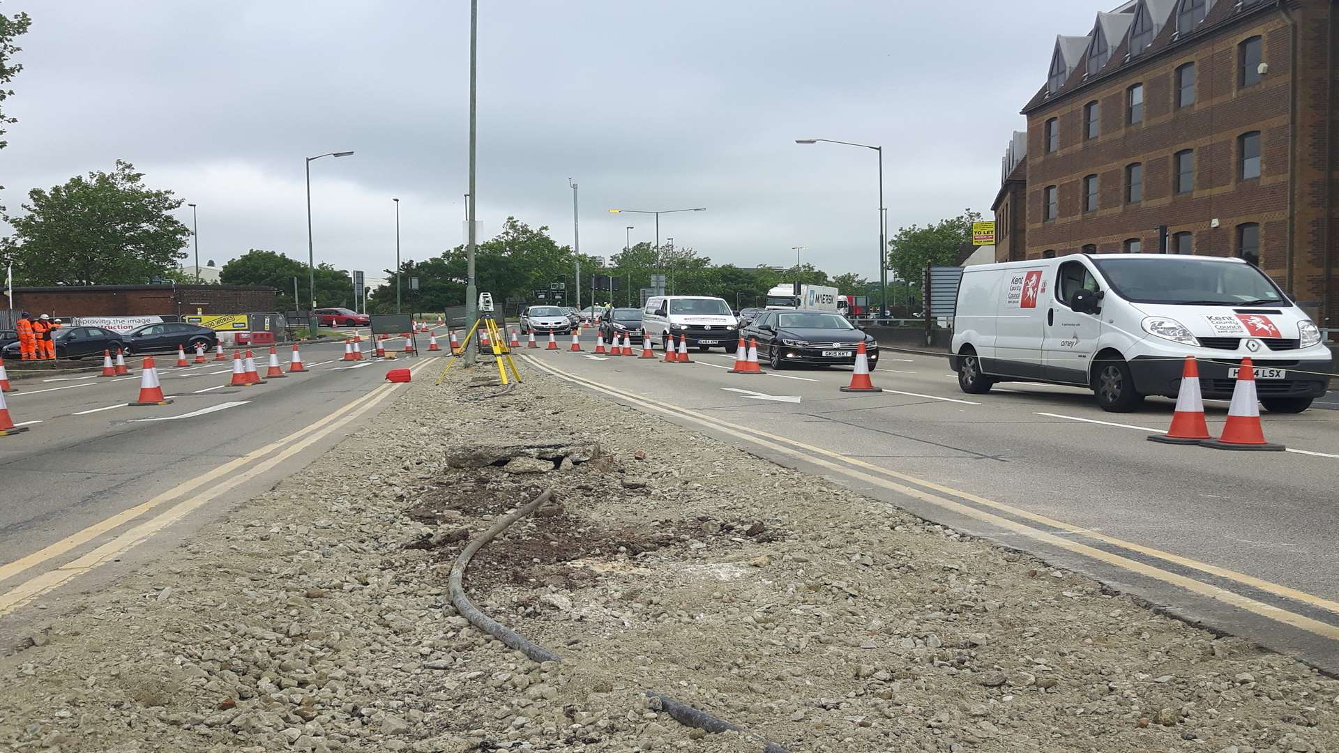 Traffic islands are being removed to make way for the widening of Fairmeadow