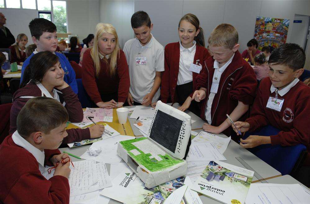 Pupils from West Minster and Rose Street schools who formed the Viper Extreme team at work during the enterprise week at the Canterbury College Swale Campus