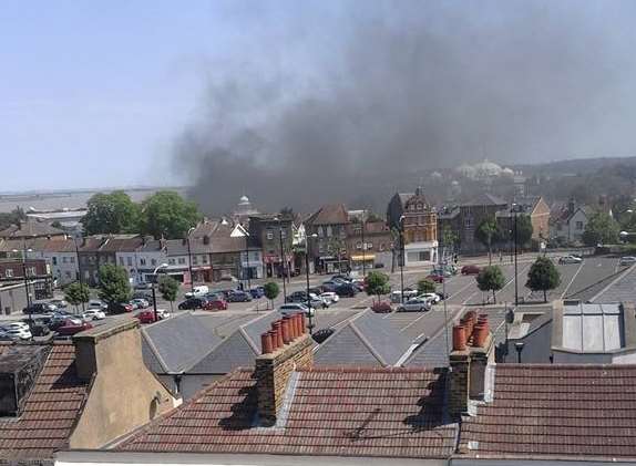 Smoke could be seen from across the town. Picture: Chloe Harvey / Gravesend News