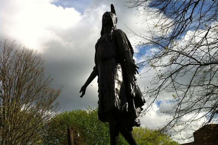 The feather has been replaced after vandals attacked the statue in December last year.