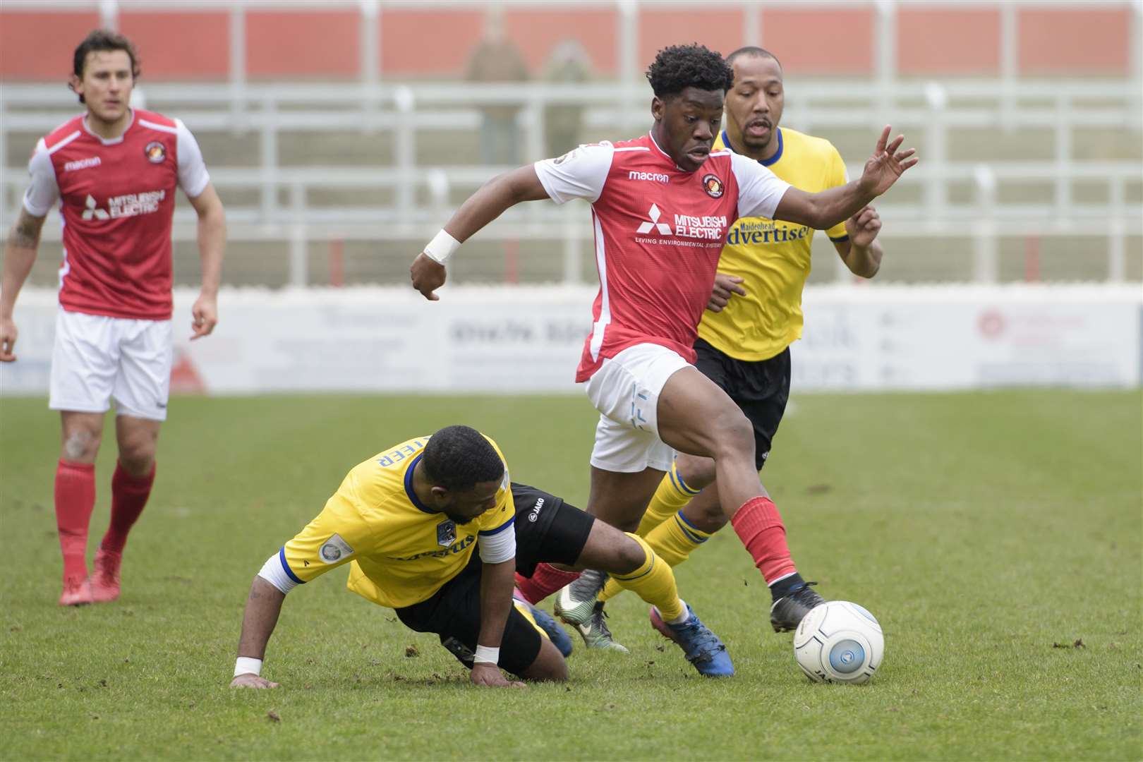 Norman Wabo on the ball for Ebbsfleet against Maidenhead Picture: Andy Payton