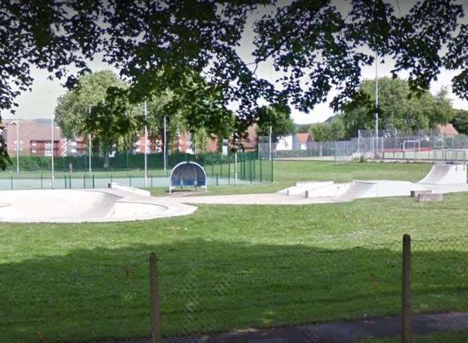 The jogger was attacked near Maidstone Skate Park. Picture: Google.