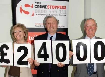 LEFT TO RIGHT: Ann Barnes, chair of the KPA, KCC's Mike Hill and chair of Kent Crimestoppers Ian Cooling