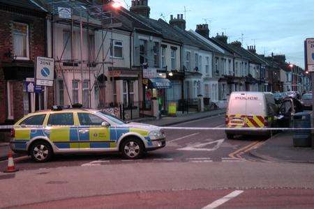 Scene of a suspected stabbing in Balmoral Road, Gillingham