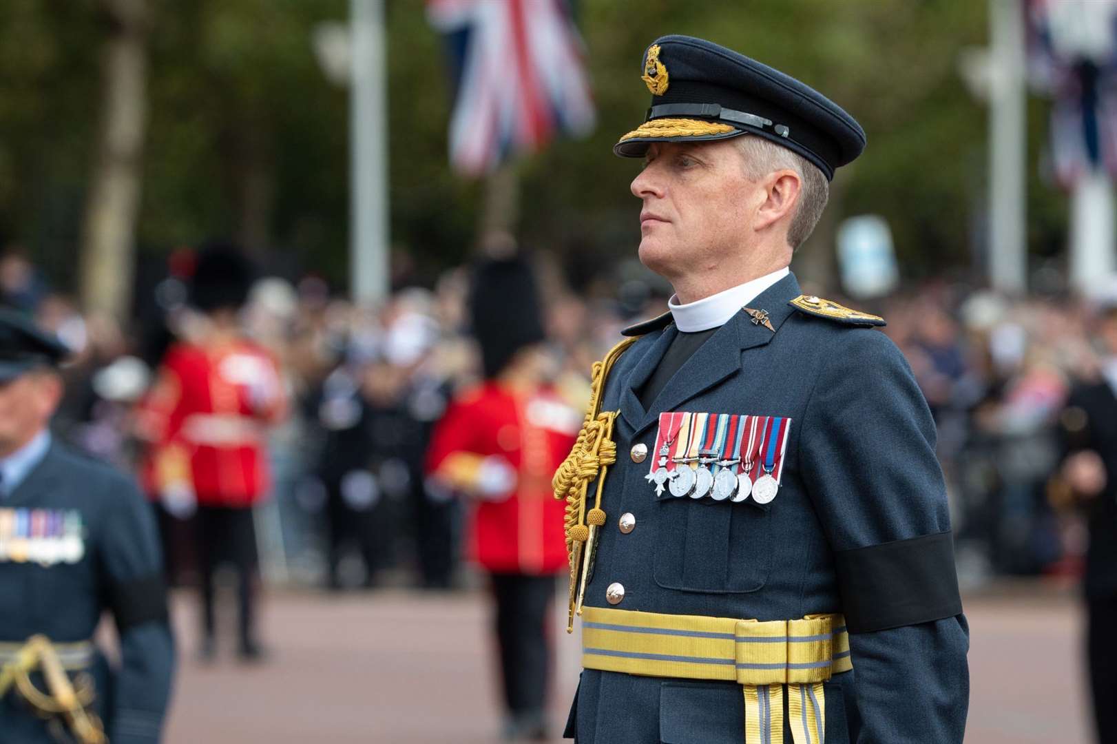 Air Vice Marshall Giles Legood at the Queen's funeral procession