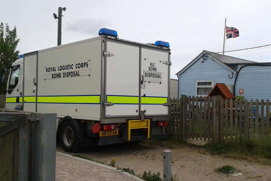 The bomb disposal unit was seen at West Beach. Picture: Susan Hubbard