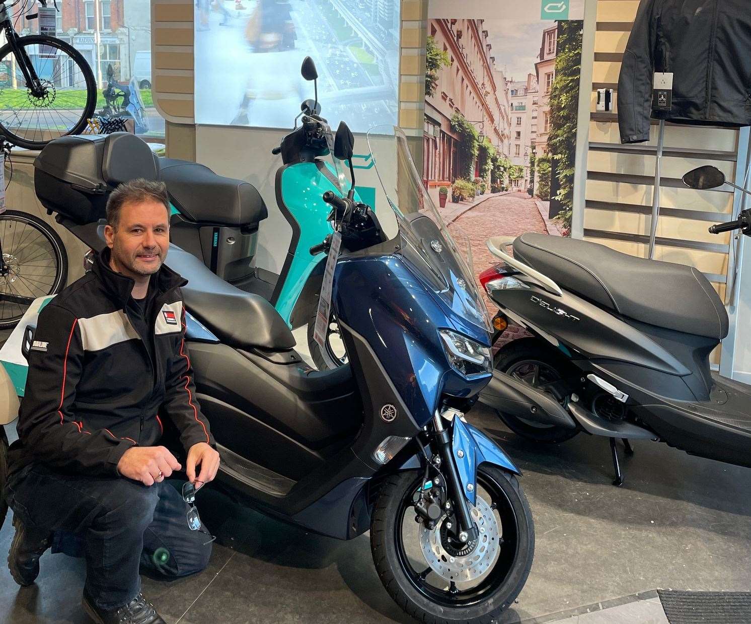 Tony Green of Alford Brothers in Folkestone with a Yamaha NMAX125, a common motorbike for learners. Picture: Alford Brothers