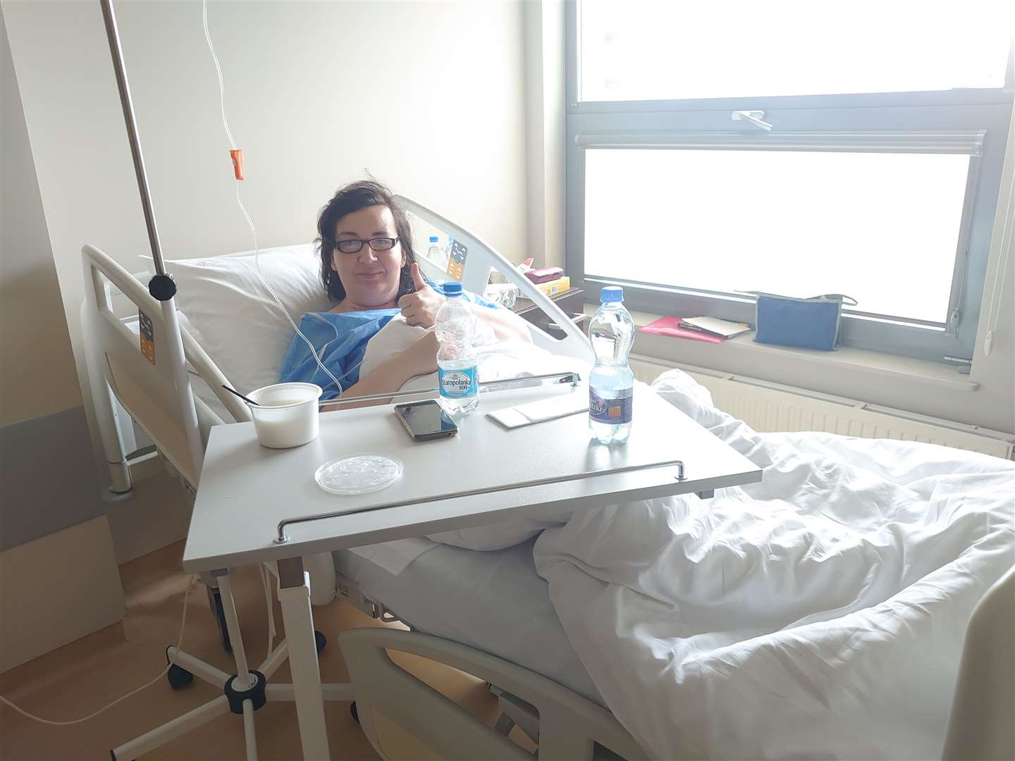 Agnieszka recovering at the hospital in Poland