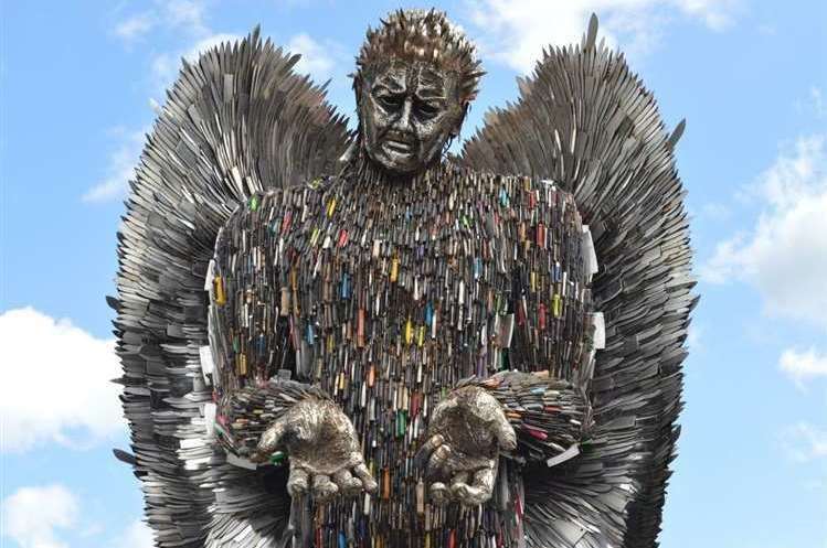 The sculpture is made up of more than 100,000 seized blades