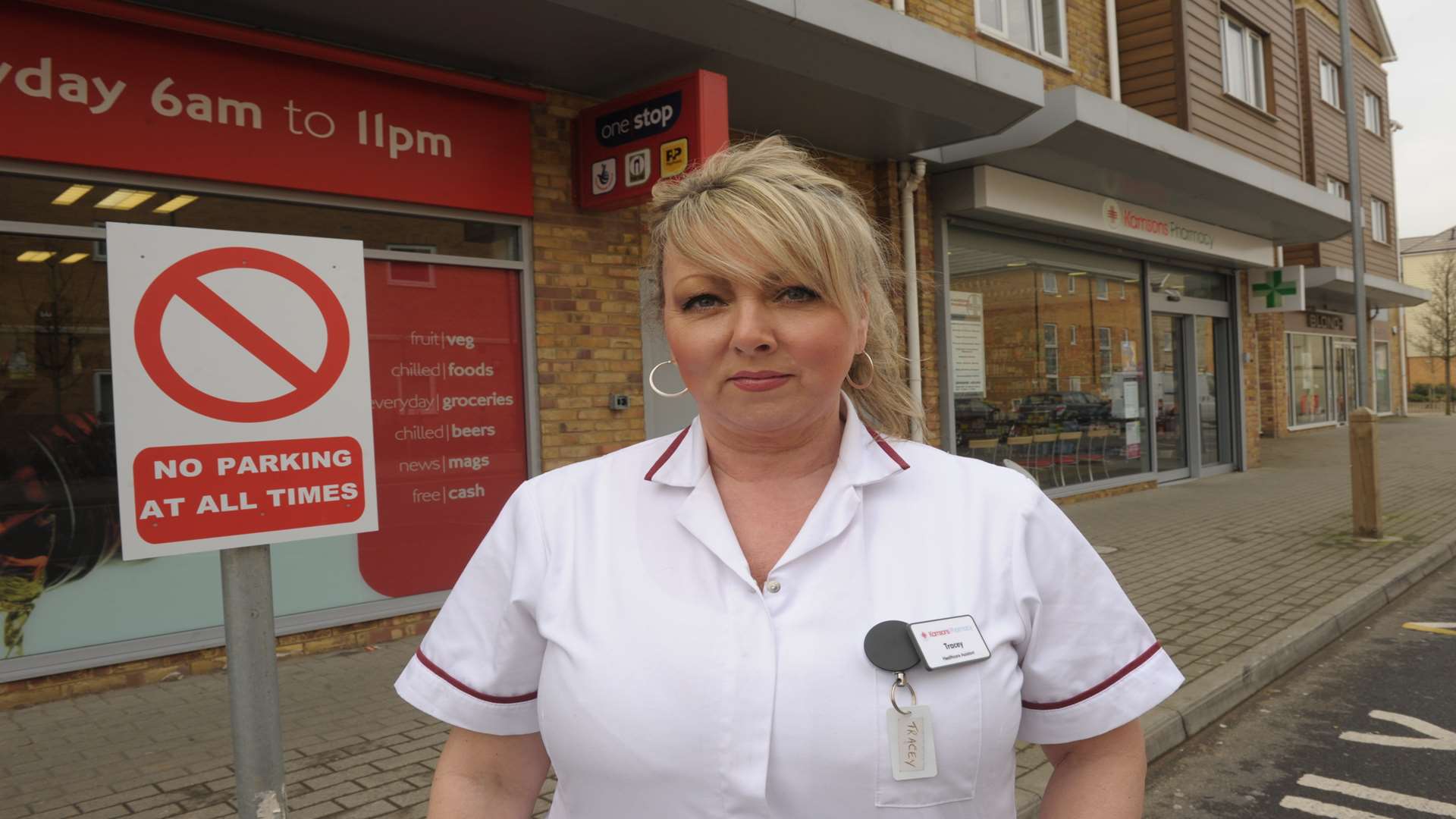 Tracey Lawrence, who works in the chemist, is unhappy about the loss of parking spaces