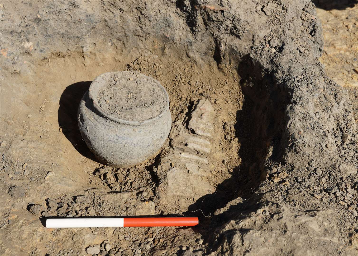An intact Roman pot found during excavation Picture: National Trust-Nathalie Cohen