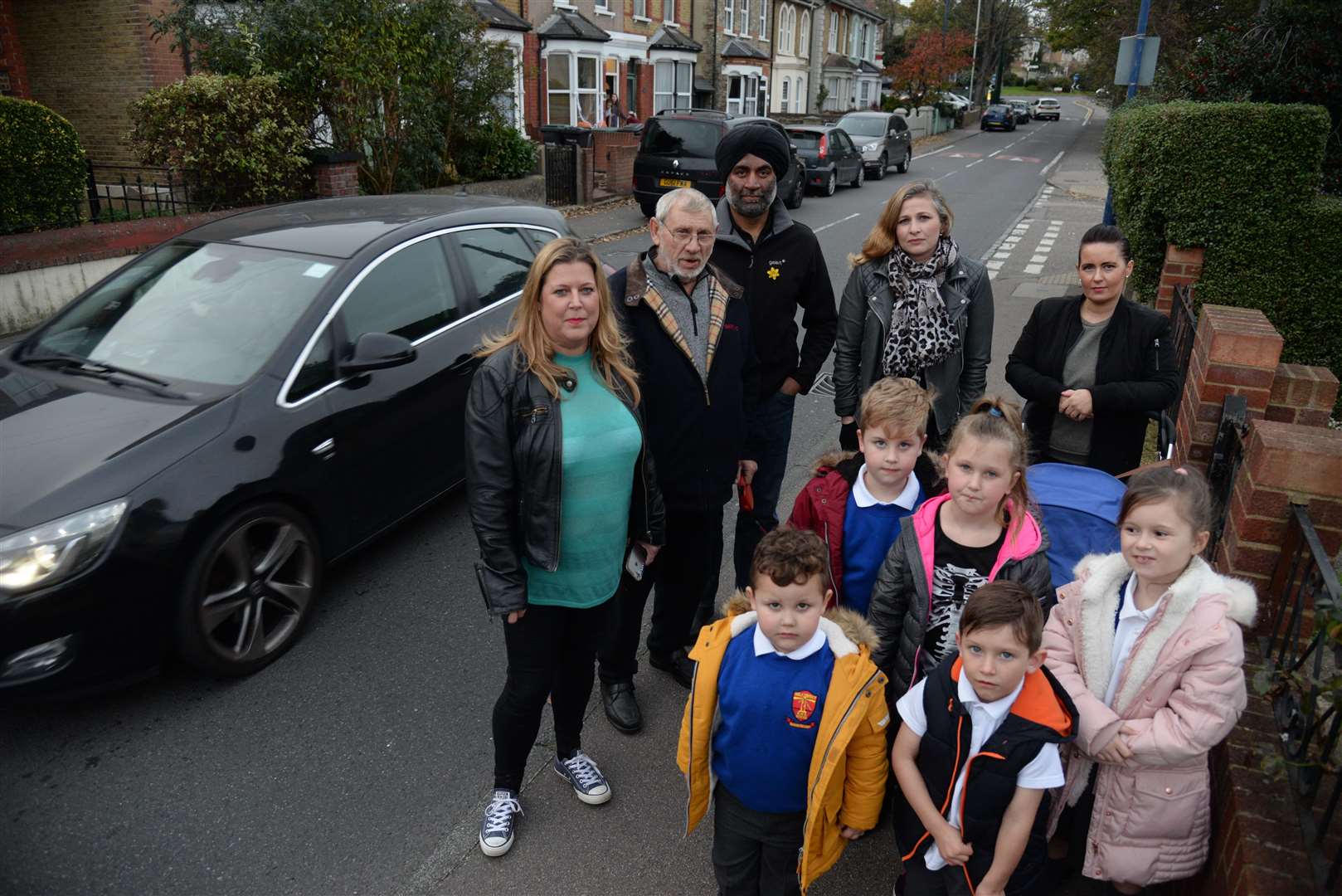 Melanie Weston, Tony Rana and fellow residents of Whitehill Road who have started an e-petition about traffic in Whitehill Road, Gravesend.