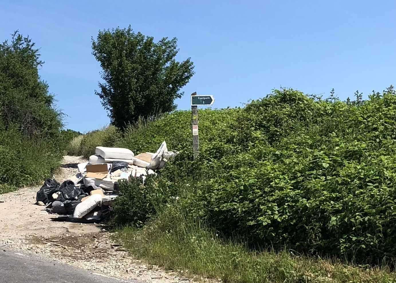 In June 2021 Gravesham Borough Council received a report of a large fly tip in Cobhambury Road, Cobham