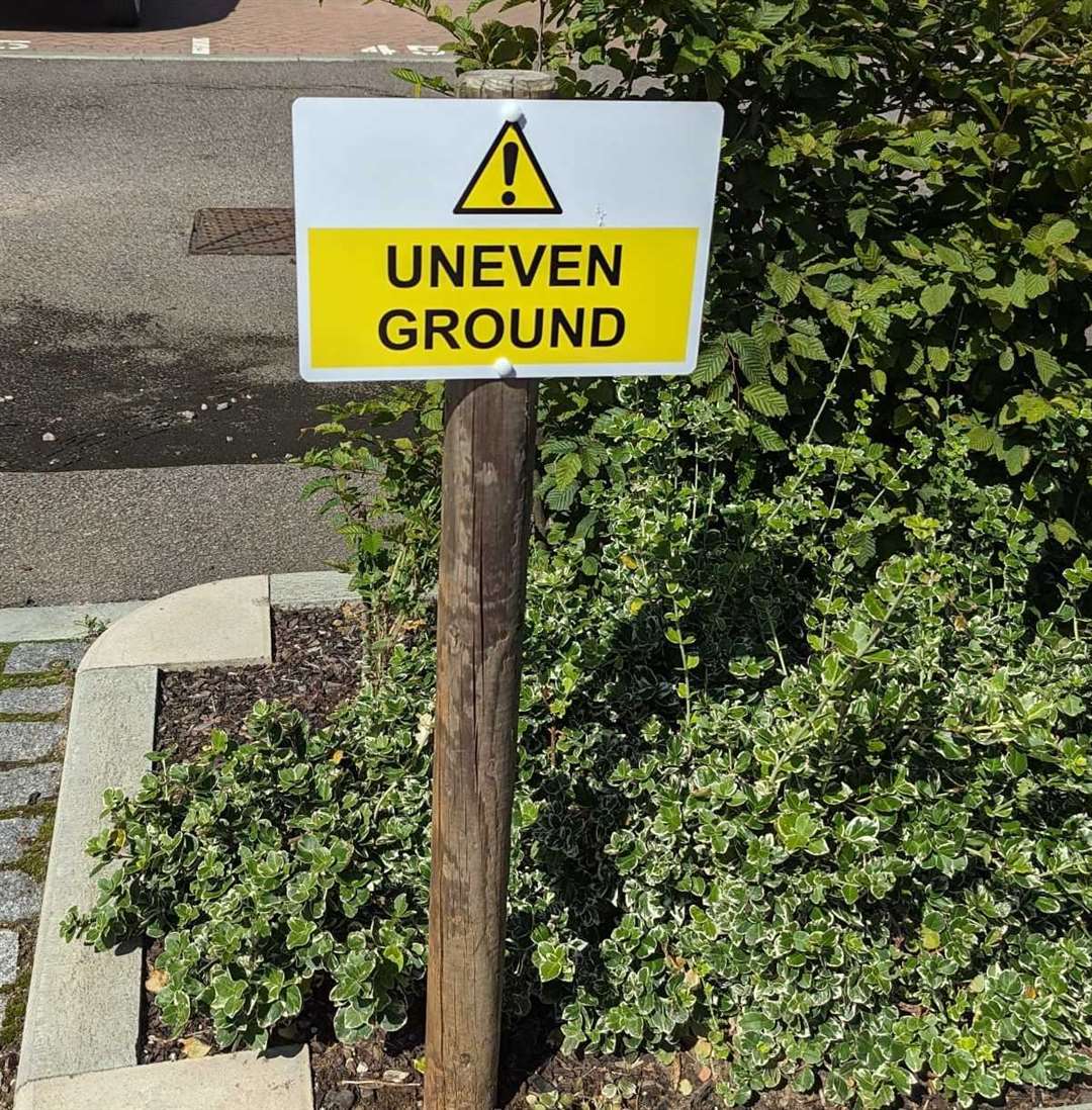 A warning sign has now been put down, telling people of the uneven surface