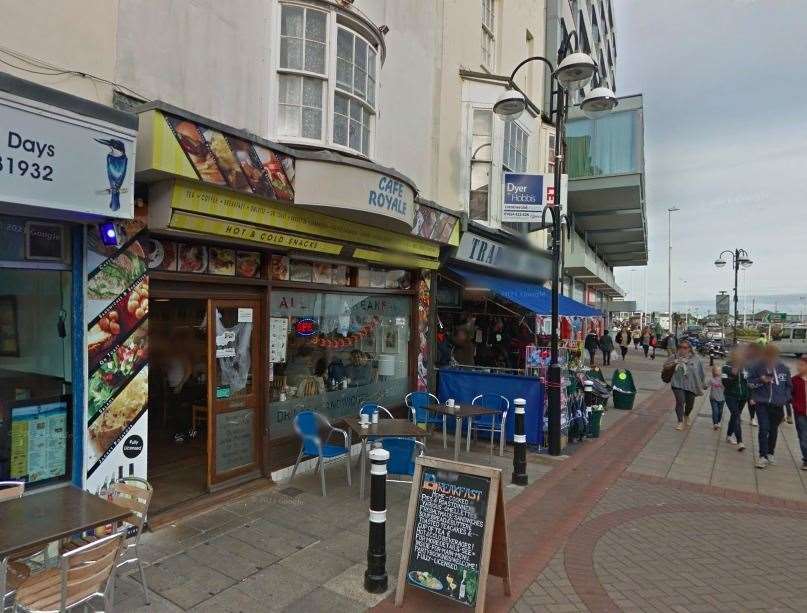 Finn was caught on CCTV breaking into Cafe Royale in Hastings. Photo: Google Maps