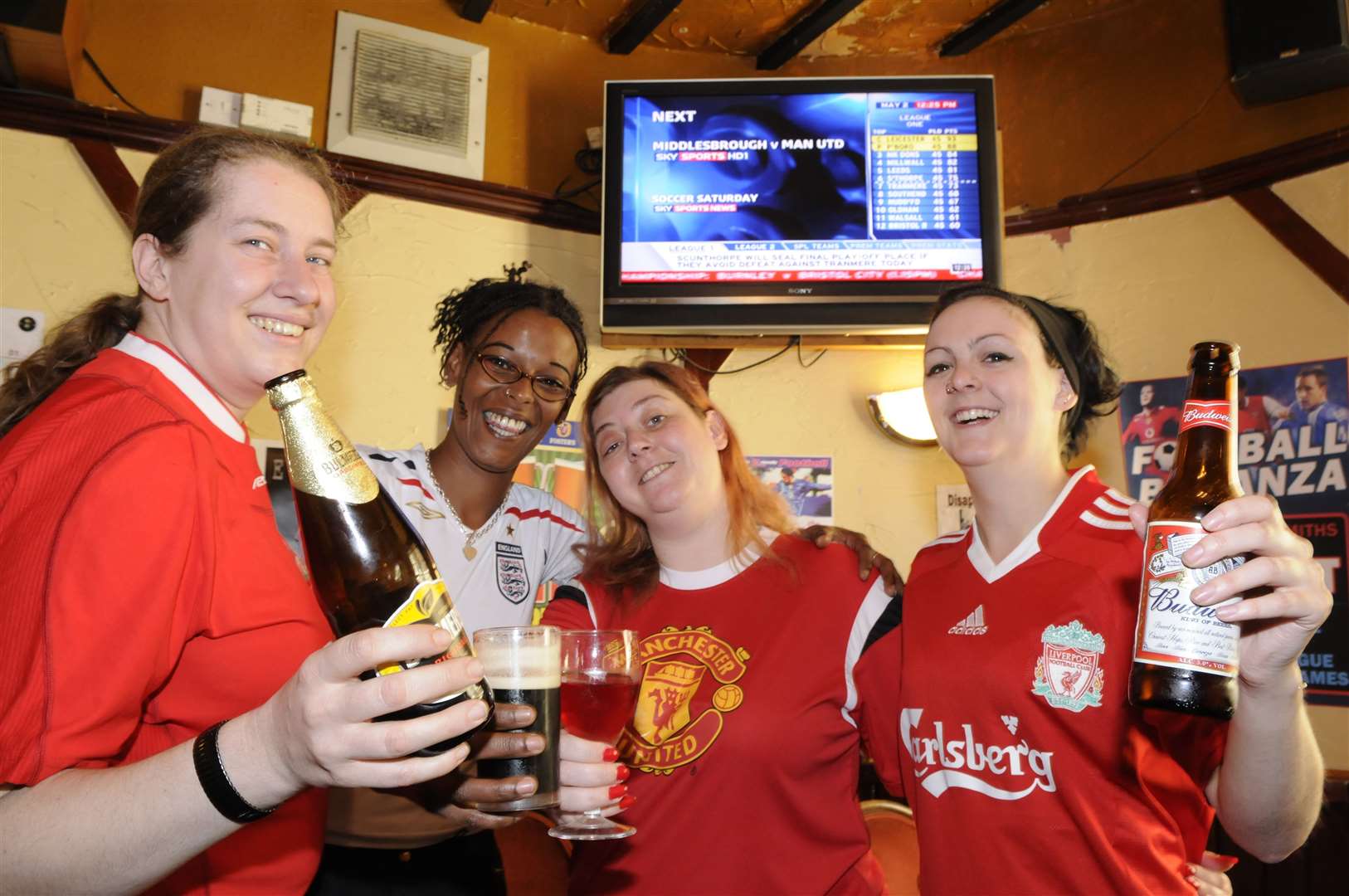 A new promotion to attract more women to watch football at the Red Lion in King Street in May 2009 - if they wore a football shirt, they got a free drink. The pub, which dates back to 1650, is still going today