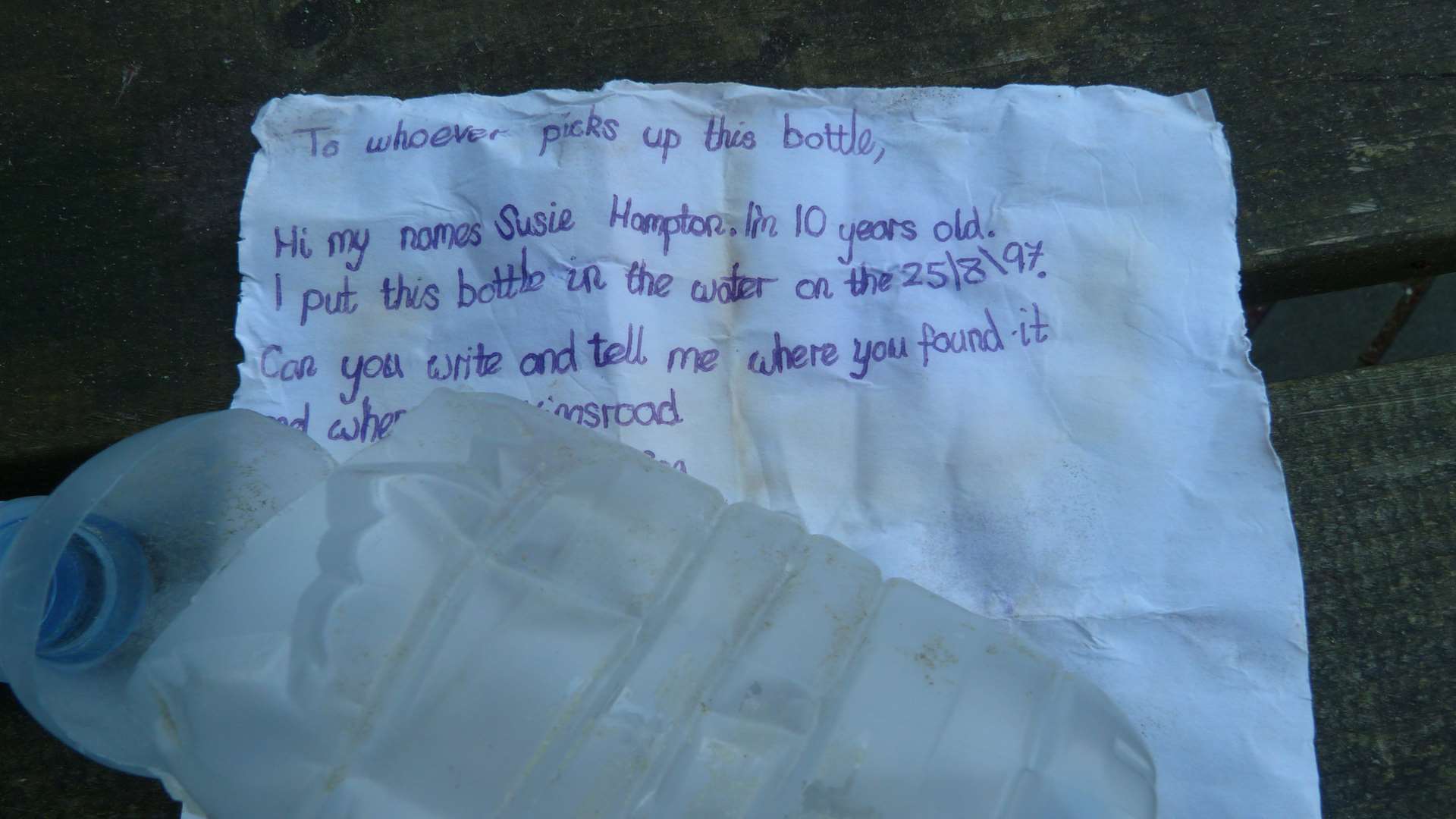 A message in a bottle thrown out to sea by a little girl from Sheppey 20 years ago has finally washed up to shore in the Netherlands.