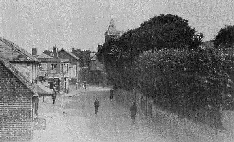 The Vye and Son shop on the corner of Station Road and Dover Road in Walmer, around 1910
