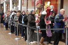 The queue outside Marks and Spencer's Canterbury store for its Christmas Penny Bazaar on Friday.