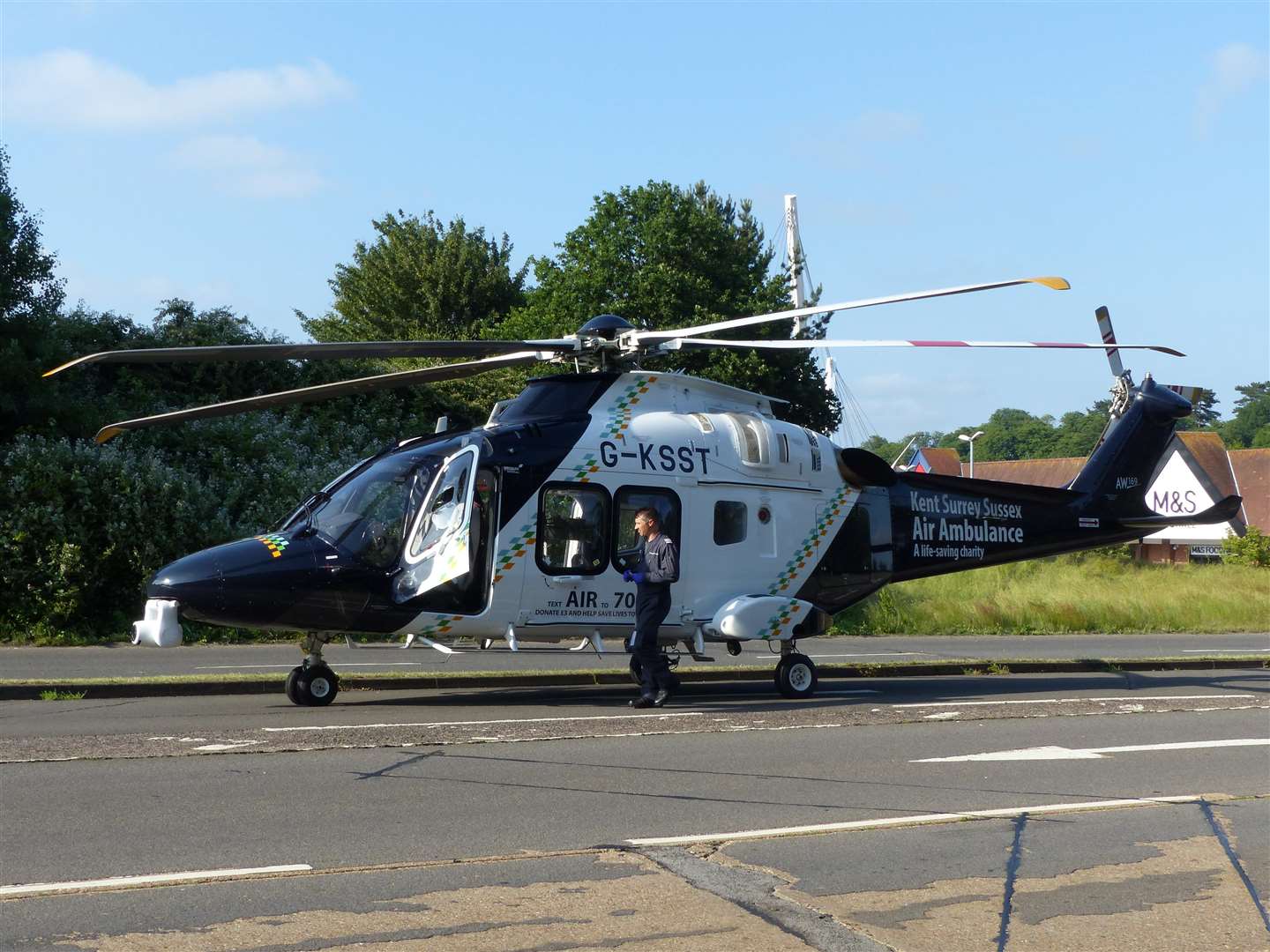Andy Clark submitted these images of the air ambulance at Simone Weil Avenue, Ashford (2462533)