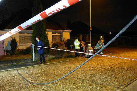 This fallen electricity cable sparked a shed fire in Shorncliffe Road, Folkestone