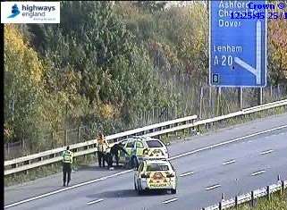 Police on the M20 at J8. Picture: Highways England