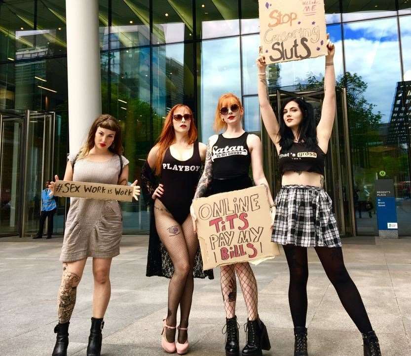 Heatherran, second from right, with other models campaigning about sex workers' rights. (11520429)