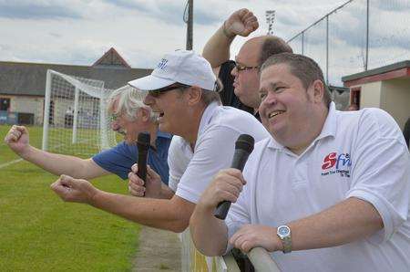 SFM Radio get in on the soccer action, from left Roger Wrapson, Paul James, Nick Berry and Pete Flynn.