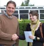 Head teacher David Simons is delighted for Gemma Venus who gained 2As, 1D and 1B and is now heading off to Exeter University where she will study sociology.