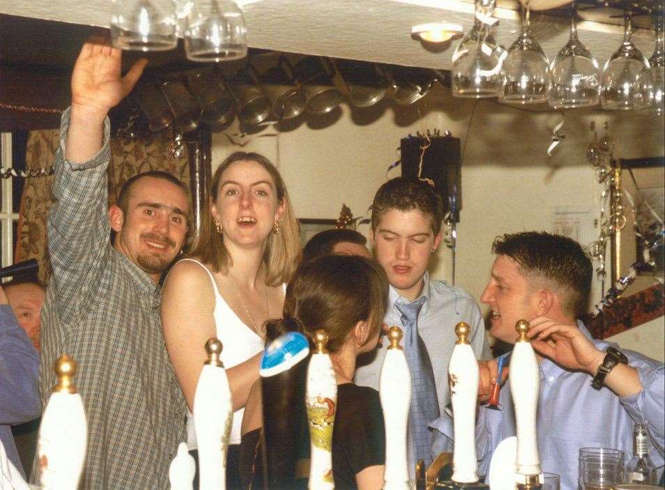Regulars welcoming the new year at the Toastmasters Inn in Burham, Rochester, in 2002. It is now operating as the Butcher's Block. Picture: Keith Thompson