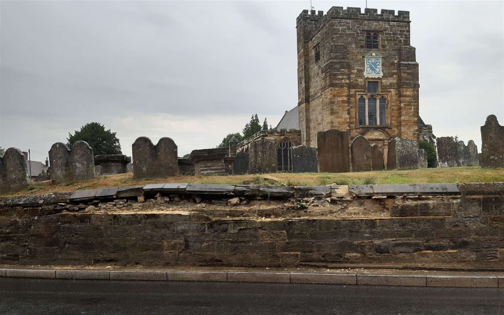 Goudhurst church wall was knocked down by lorries driving through