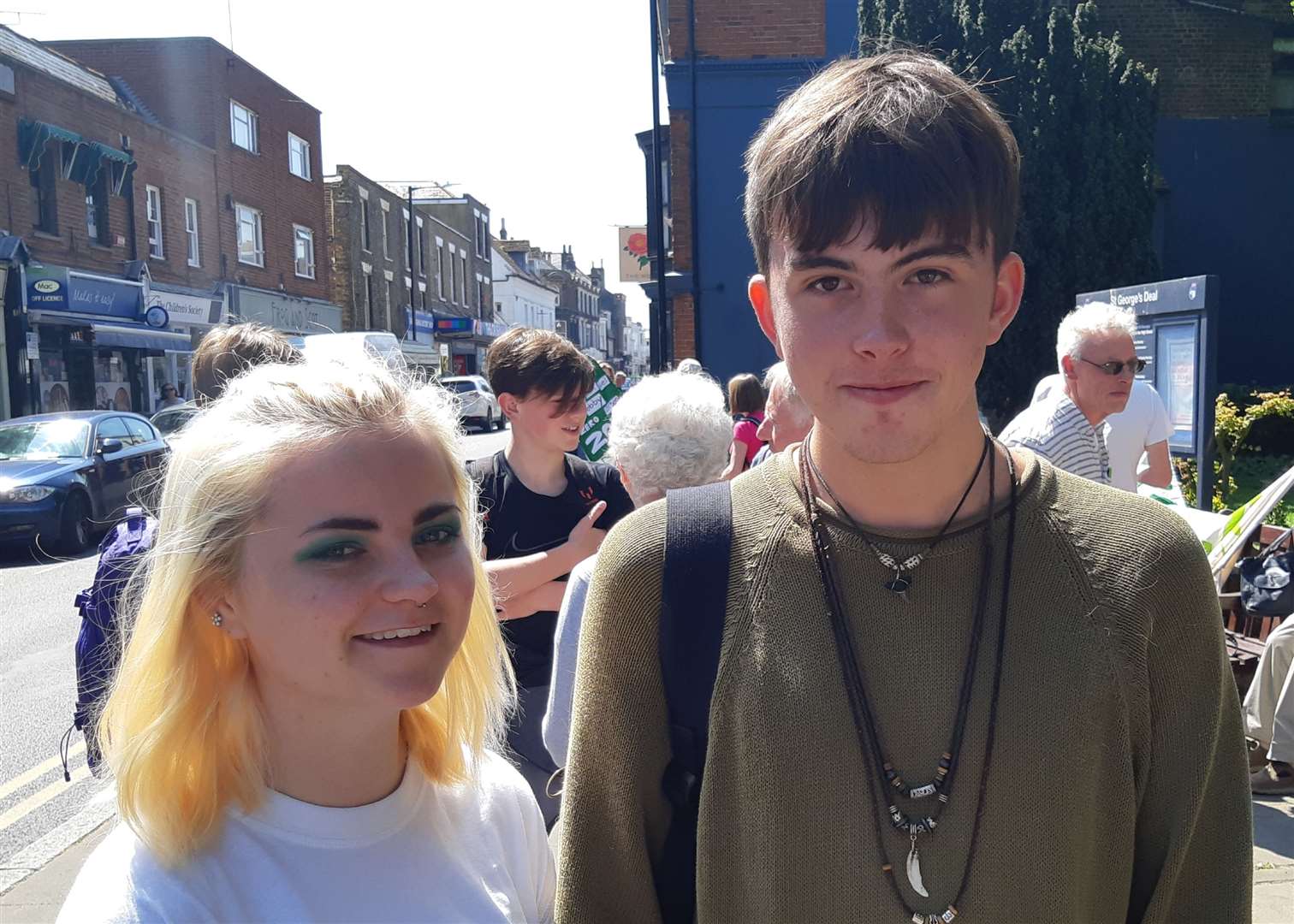 Protest organisers Millie Manners and Sam Brookfield